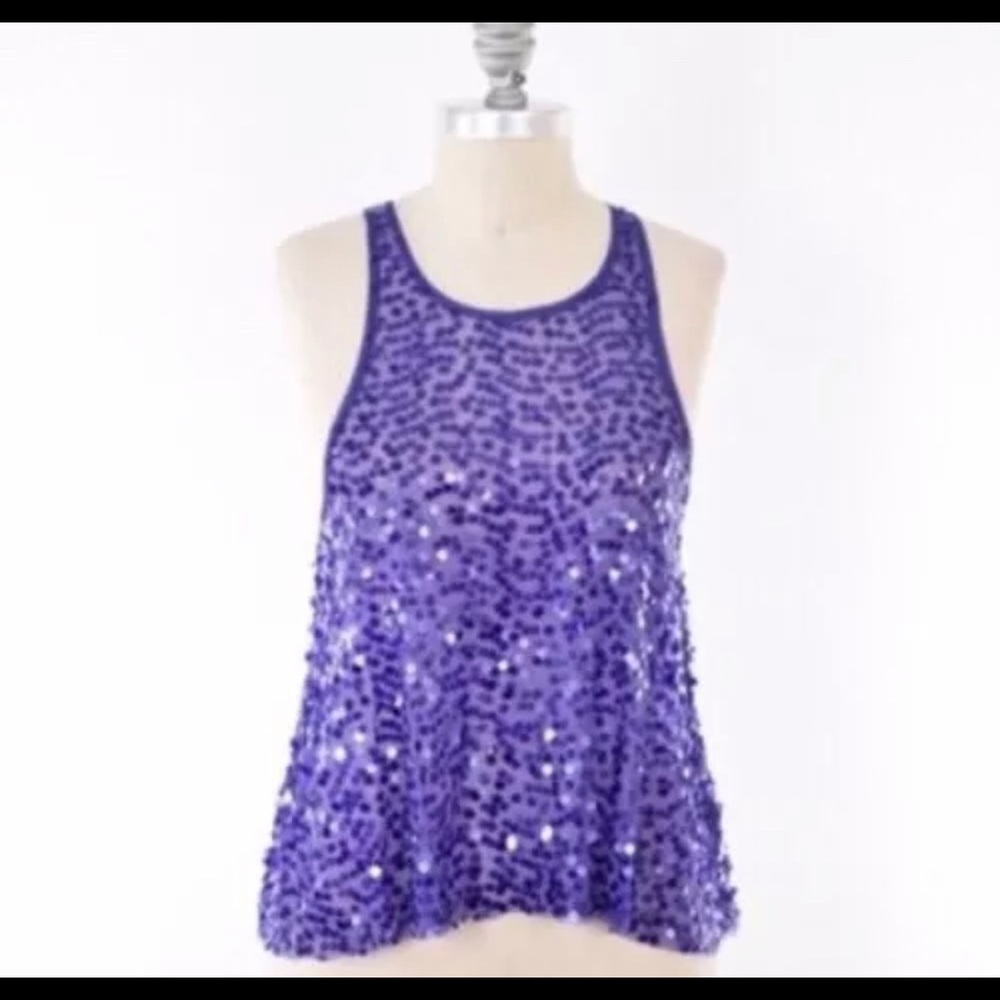 Free People Intimately Purple Sequin Sheer Tank
